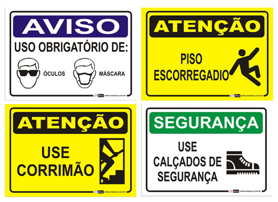 placas sinalizadoras de segurança