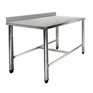 mesa de aço inox e vidro