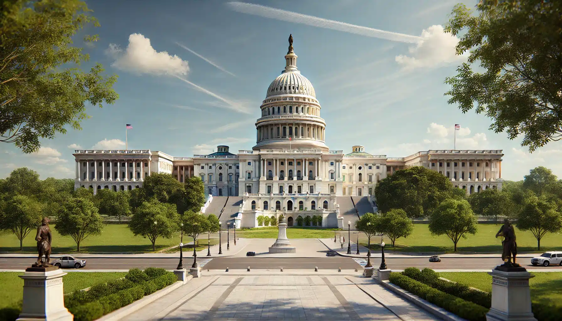 DALL·E 2025 01 21 16.24.23 A highly realistic depiction of the United States Capitol building on a sunny day. The image captures the iconic white dome and classical architecture