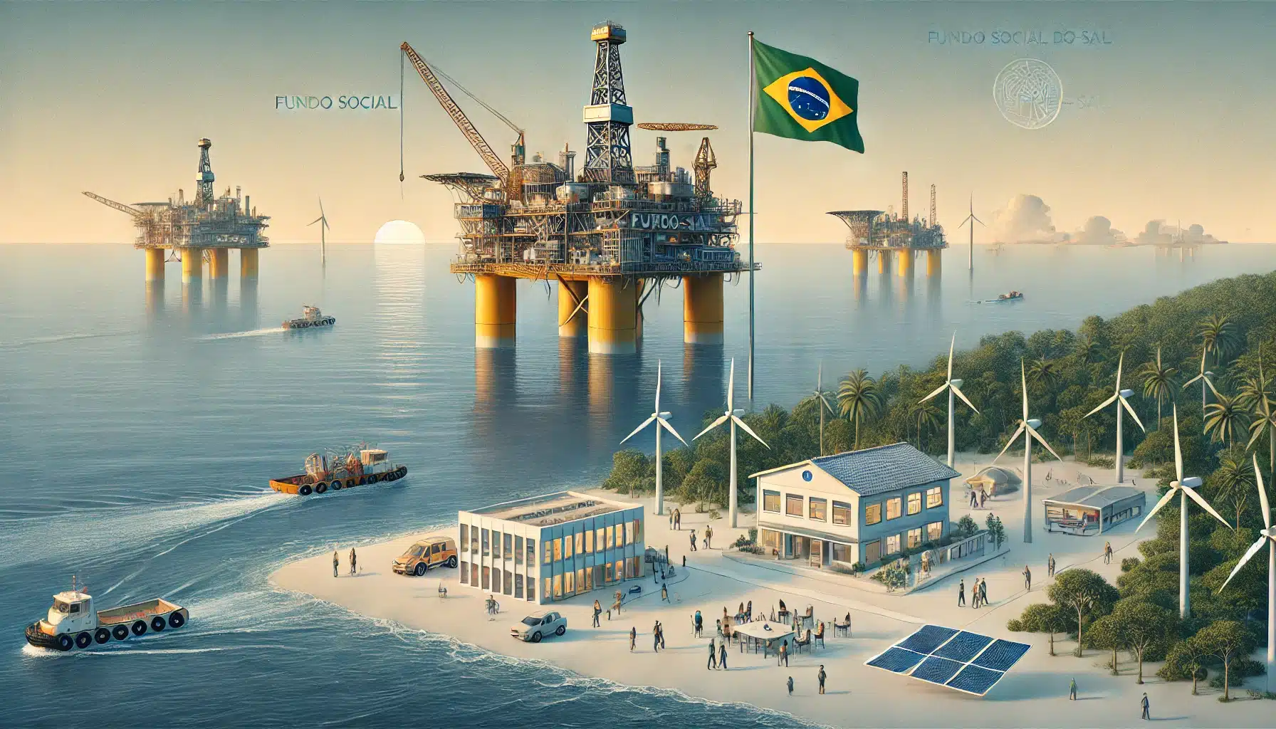 DALL·E 2025 03 07 17.01.24 A detailed and realistic digital illustration representing the ‘Fundo Social do Pre Sal Brazils oil revenue fund for social and economic developmen