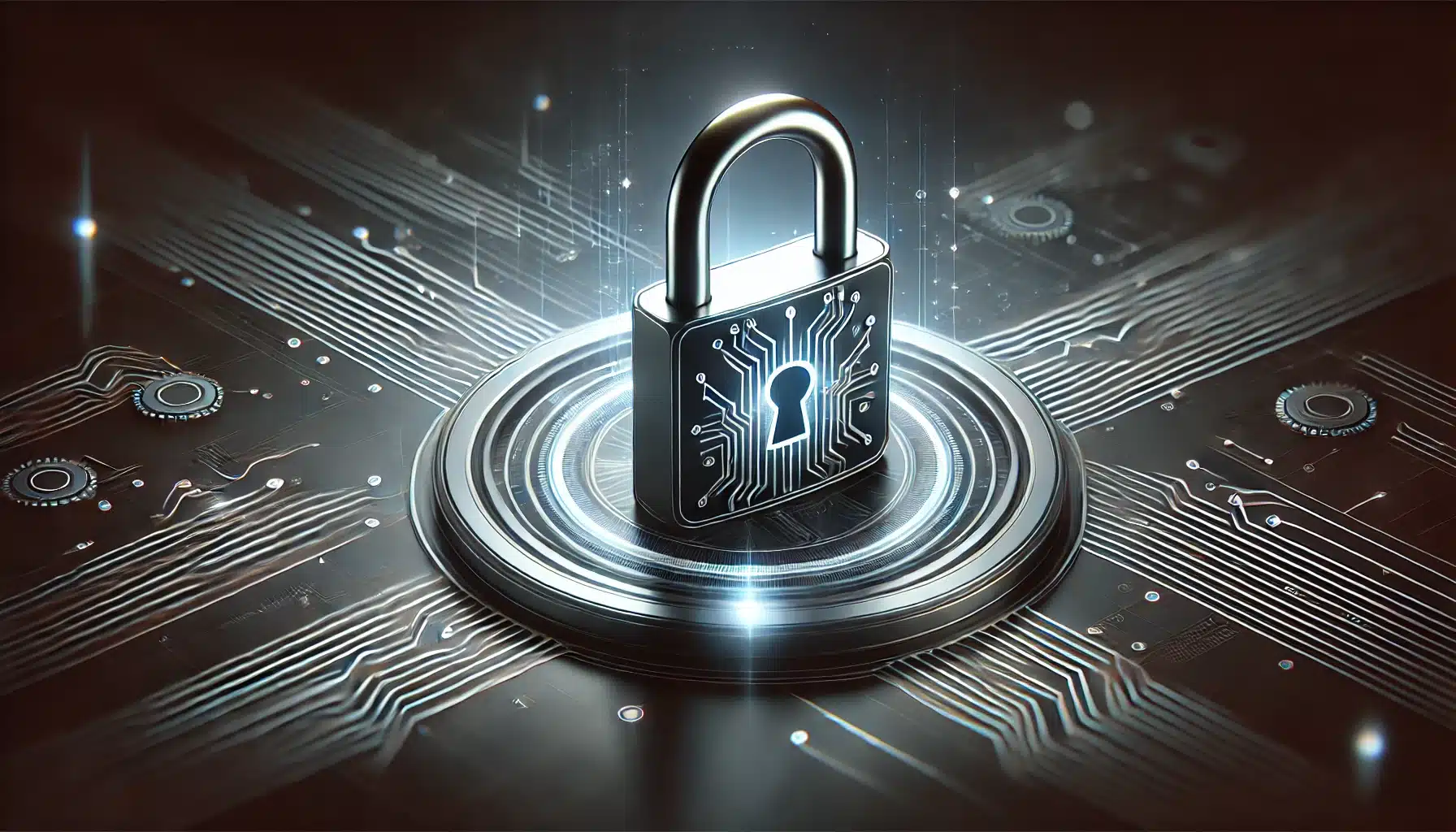 DALL·E 2025 03 18 15.00.50 A realistic digital illustration symbolizing cybersecurity in the context of a commercial agreement. The image should feature a digital lock represen