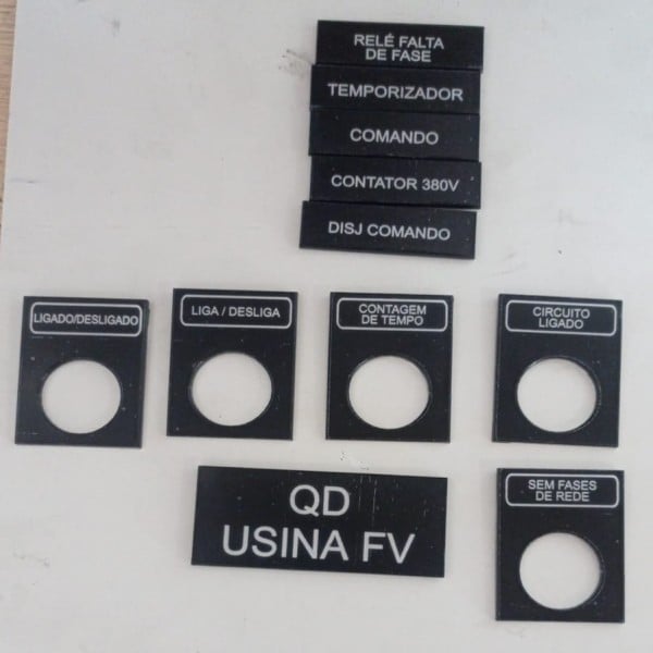 placas de identificação para quadros elétricos